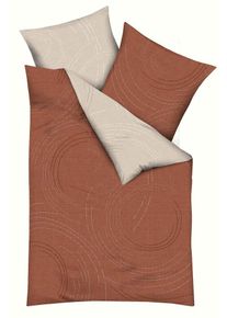 Wendebettw&auml;sche KAEPPEL "JARO 100% Baumwolle", orange (terra), B/L: 240cm x 220cm, 1 Stk., 2 Stk., Mako-Satin, B/L: 80cm x 80cm & 80cm x 80cm, 3, Mako-Satin, Obermaterial: 100% Baumwolle, Bettw&auml;sche, Wendebettw&auml;sche, mit Markenrei&szlig;verschluss, zeitloses Design, pflegeleicht