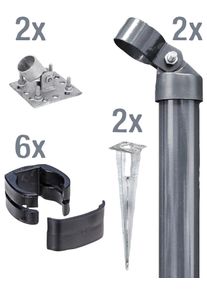 Eckpfosten Alberts "Fix-Clip Pro", grau (anthrazit), H:153cm, Stahl, Zaunpfosten, Eckpfosten, f&uuml;r Maschendrahth&ouml;he 153 cm, zum Aufschrauben