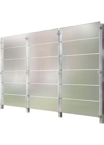Zaun STAKET PRO, silber (silberfarben), Pfosten: 4 Stk., Edelstahl, Glas, Zaunelemente, Zaun, Glaszaun, Gesamtl&auml;nge: 3,32 m, 4 Pfosten