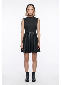 Partykleid Only "ONLMADDIE S/L FAUX LEATHER MIX DRESS OTW", Damen, Gr. M, N-Gr, ohne &Auml;rmel, Jersey, schwarz, Jersey, Obermaterial: 50% Polyester, 33% Viskose, 15% Polyamid, 2% Elasthan, unifarben, kurz, Kleider Partykleid, Materialmix aus Jersey und Lederimitat