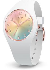 Ice Watch Quarzuhr ICE-WATCH "ICE sunset - S34 - 3H", rosa (wei&szlig;, regenbogenfarben), Armbanduhren, Damen, wei&szlig;, Quarzuhr, Armbanduhr, Damenuhr, Silikon, Mineralglas, analog