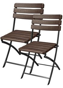 Gartenstuhl Garden Pleasure "Tabora", schwarz (holzoptik, schwarz), H:83cm T:54cm, Stahl, St&uuml;hle, Gartenstuhl, 2er Set, Stahl, klappbar, graphit