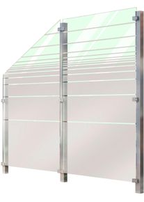 Zaun STAKET PRO, silber (silberfarben), Pfosten: 3 Stk., Edelstahl, Glas, Zaunelemente, Zaun, Glaszaun, Gesamtl&auml;nge: 1,21 m, 3 Pfosten