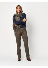 Stretch-Hose RELAXED "Alice", Damen, Gr. 38K, Kurzgr&ouml;&szlig;en, braun (braun 078), Jersey, , Casual, slim fit normal, Hosen Stretch-Hose, mit Fischgratmuster