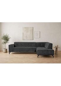 Ecksofa OTTO HOME "NEW Lorcan", grau (dunkelgrau), B:275cm H:77cm T:210cm, 100% Polyester, Sofas, Ecksofa, Chenille Bezug, Breite 275 cm, Metallf&uuml;&szlig;e