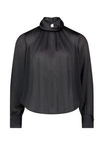 Satinbluse Zero "Satin-Bluse mit Crinkle-Effekt", Damen, Gr. 40, schwarz (schwarz beauty), Blusen Satinbluse