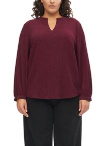 Langarmbluse S.OLIVER CURVE, Damen, Gr. 44, rot (burgundy), Crash;Web, Obermaterial: 78% Polyester, 21% Viskose, 1% Elasthan, unifarben, l&auml;ssig geschnitten h&uuml;ftbedeckend, V-Ausschnitt, Blusen Langarmbluse, im Tunika-Stil / Splitneck / Gro&szlig;e Gr&ouml;&szlig;en