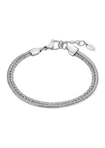 Armband Lotus "Ionic", silber (edelstahlfarben, kristallwei&szlig;, kristallwei&szlig;), Armb&auml;nder, Damen, 17,4cm, Edelstahl, Armband, mit Glasstein