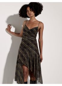 Midikleid Apricot "Wadenlanges Karo-Kleid", Damen, Gr. 14, Normalgr&ouml;&szlig;en, gewebt, schwarz, gewebt, , Modisch, schlank, herzf&ouml;rmiger Ausschnitt, Kleider Midikleid, mit Mesh-Tr&auml;gern