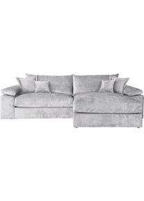 Ecksofa OTTO HOME "Soft&Cosy XXL L-Form, B: 303 cm - OTTO. Verl&auml;ssliche Qualit&auml;t.", grau (hellgrau), B:303cm H:93cm T:187cm, 100% Polyester, Sofas, Ecksofa, Mega-Sofa, Cord oder Chenille-Struktur, mit Federkern & 4 Zierkissen