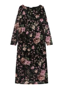 Jerseykleid sheego "Mesh-Kleid Blumenkleid aus Mesh-Qualit&auml;t", Damen, Gr. 5, Normalgr&ouml;&szlig;en, schwarz (schwarz, rosenholz, bedruckt), Elegant, Rundhals, Kleider Jerseykleid