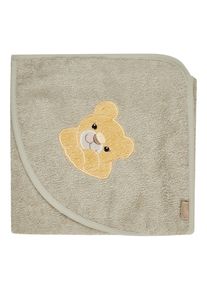 Kapuzenhandtuch STERNTALER "Kapuzenbadetuch 80x80 cm L&Ouml;WE Leo", beige (steingrau), B:80cm, Frottee, Handt&uuml;cher, Kapuzenhandtuch