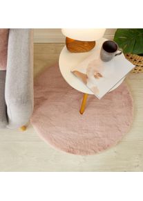 Hochflor-Teppich OTTO HOME "Lugano", rosa (altrosa), H:30mm &Oslash;:120cm, Teppiche, Hochflor-Teppich, Kunstfell, Uni Farben, sehr weich & kuschelig