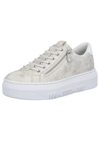 Plateausneaker Rieker, Damen, Gr. 37, Textil, wei&szlig; (sanftes wei&szlig; metallic), Lederimitat, metallic, used, Schuhe Plateausneaker, Sneaker, Slip-On Sneaker, Slipper mit Schaftrandpolster