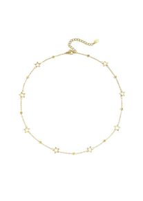 Adelia&acute;s Kette ohne Anh&auml;nger ADELIA&acute;S "Kurze Halskette mit Sternen und Kugeldetails aus Edelstahl 38 cm + 5 cm" Gr. 38, gold (goldfarben), Halsketten, Damen, 38cm, Edelstahl, Kette ohne Anh&auml;nger, Offene Sternmotive und kleine Kugeldetails pr&auml;gen diesen trendigen Modeschmuck