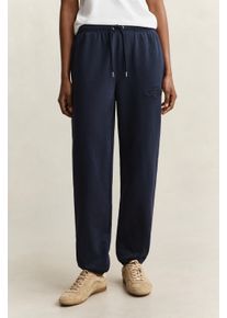 Sweathose Gant "REGULAR TONAL SHIELD", Damen, Gr. XL, N-Gr, evening blau, Sweatware, Obermaterial: 87% Baumwolle, 13% Polyester, regular fit lang, Hosen Sweathose
