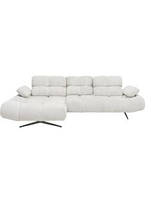 Ecksofa WERK2 "Prado-S Designer Sofa in L-Form mit Bubble-Optik, 285 cm breit", creme, B:285cm H:92cm T:172cm, 100% Polyester, Sofas, Ecksofa, Sitztiefenverstellung an allen 3 R&uuml;ckenelementen & Schwebe-Optik