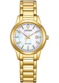 Solaruhr Citizen, gold (goldfarben, perlmuttfarben, perlmuttfarben), Armbanduhren, Damen, goldfarben, Solaruhr, Armbanduhr, Damenuhr, Edelstahlarmband, Datum