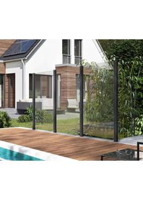 Zaun STAKET PRO, grau (anthrazit), Pfosten: 4 Stk., Aluminium, Glas, Zaunelemente, Zaun, Glaszaun, Gesamtl&auml;nge: 3,361 m, 4 Pfosten