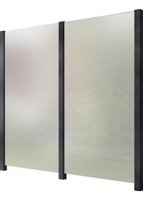 Zaun STAKET PRO, grau (anthrazit), H:188cm L:229cm, Aluminium, Glas, Zaunelemente, Zaun, Glaszaun, Gesamtl&auml;nge: 2,29 m, 3 Pfosten