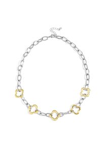 Adelia&acute;s Kette ohne Anh&auml;nger ADELIA&acute;S "Gliederkette mit Kleeblatt-Elementen aus Edelstahl 42 cm + 5 cm" Gr. 42, gold (gold, und silberfarben), Halsketten, Damen, 42cm, Edelstahl, Kette ohne Anh&auml;nger, Die eingearbeiteten Kleeblatt-Elemente pr&auml;gen diesen trendigen Modeschmuck