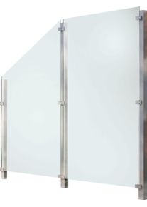 Zaun STAKET PRO, silber (silberfarben), Pfosten: 3 Stk., Edelstahl, Glas, Zaunelemente, Zaun, Glaszaun, Gesamtl&auml;nge: 2,17 m, 3 Pfosten