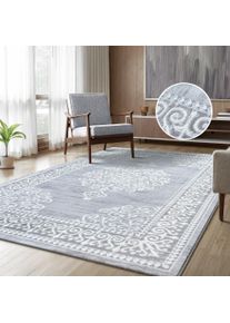 Teppich Sanat "Harmony 3204, auch als L&auml;ufer und rund", grau (hellgrau), B:120cm H:12mm L:160cm, Kunstfaser, Teppiche, Teppich, Wohnzimmer, Kurzflor, modern, Orient Optik, Schlafzimmer