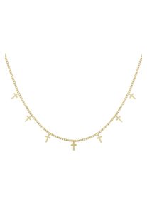 Adelia&acute;s Gliederkette ADELIA&acute;S "Anh&auml;ngerhalskette aus Edelstahl mit sieben Kreuzanh&auml;ngern 40 cm + 5 cm" Gr. 40, gold (goldfarben), Halsketten, Damen, 40cm, Edelstahl, Gliederkette, Die sieben fest eingeh&auml;ngten Kreuzanh&auml;nger pr&auml;gen diesen modischen Modeschmuck