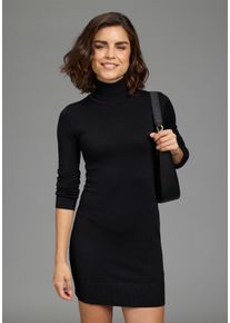 Strickkleid AJC, Damen, Gr. 38, N-Gr, Langarm, Feinstrick, schwarz, Feinstrick, Obermaterial: 70% Viskose, 30% Polyamid, unifarben, Basic, sehr figurbetont mini, hoch geschlossener Ausschnitt, eng Rippb&uuml;ndchen, Kleider Strickkleid, mit Rollkragen aus Viskosemischung