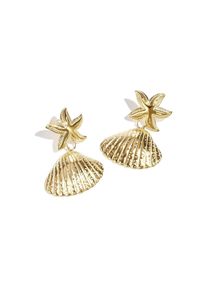 Adelia&acute;s Paar Ohrh&auml;nger ADELIA&acute;S "Ohrringe Ohrh&auml;nger mit Seestern- und Muschelanh&auml;ngern aus Edelstahl", gold (goldfarben), Ohrringe, Damen, Einheitsgr&ouml;&szlig;e, Edelstahl, Paar Ohrh&auml;nger, Die strukturierten Seestern- und Muschelmotive pr&auml;gen diesen modischen Modeschmuck