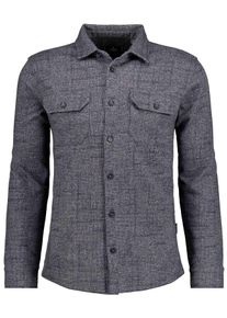 Langarmshirt Ragman, Herren, Gr. M, grau (gemustert, 914), Popeline, 80% Polyester, 15% Viskose, 5% Elasthan, regular fit, Shirts Langarmshirt