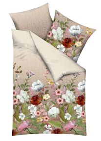 Bettw&auml;sche Kaeppel "Wildblumen", beige (natur), B/L: 155cm x 200cm, 1 Stk., 1 Stk., Satin, B/L: 80cm x 80cm, 2, Satin, Obermaterial: 100% Baumwolle, Bettw&auml;sche, Bettw&auml;sche