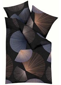 Bettw&auml;sche Kaeppel "Koya", schwarz, B/L: 135cm x 200cm, 1 Stk., 1 Stk., Mako-Satin, B/L: 80cm x 80cm, 2, Mako-Satin, Obermaterial: 100% Baumwolle, Bettw&auml;sche, Bettw&auml;sche, Hergestellt aus GOTS-zertifizierter Bio-Baumwolle