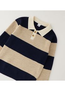 Poloshirt IDO "BABY BOY KNITWEAR", Jungen, Gr. 134, beige (navy), 80% Baumwolle, 20% Polyamid, Shirts Poloshirt