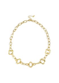 Adelia&acute;s Kette ohne Anh&auml;nger ADELIA&acute;S "Gliederkette mit Kleeblatt-Elementen aus Edelstahl 42 cm + 5 cm" Gr. 42, gold (goldfarben), Halsketten, Damen, 42cm, Edelstahl, Kette ohne Anh&auml;nger, Die eingearbeiteten Kleeblatt-Elemente pr&auml;gen diesen trendigen Modeschmuck
