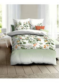 Bettw&auml;sche Kaeppel "Formosa", bunt (gr&uuml;n), B/L: 135cm x 200cm, 1 Stk., 1 Stk., Mako-Satin, B/L: 80cm x 80cm, 2, Mako-Satin, Obermaterial: 100% Baumwolle, Bettw&auml;sche, Bettw&auml;sche, Mit Blumen