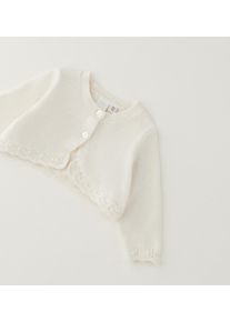 Cardigan IDO "BABY GIRL KNITWEAR", M&auml;dchen, Gr. 86, wei&szlig; (sanftes wei&szlig;), 80% Baumwolle, 20% Wolle, Strickjacken Cardigan