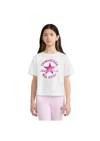 T-Shirt Converse "CNVG CHROME DCTP BOXY TEE", M&auml;dchen, Gr. M, wei&szlig; (vintage wei&szlig;), Obermaterial: 60% Baumwolle, 40% Polyester, Shirts T-Shirt, f&uuml;r Kinder, mit sportlichem Stil, aus Baumwolle und Polyester