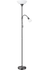 Eglo Stehlampe "UP 2 Stehlampe - Stahl - E27;E14 - 1X60W;1X18W - IP20", silber (nickel, nero), 2, &Oslash; 27,5cm H: 176,5cm, 1 Stk., Leuchten, Standleuchte, Leselampe, Wohzimmer, Schlafzimmer, H176,5 x &Oslash;27,5 cm, Stehlampe