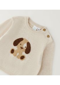 Sweatshirt IDO "BABY BOY KNITWEAR", Jungen, Gr. 62, melange beige, 80% Baumwolle, 20% Wolle, Sweatshirts Sweatshirt