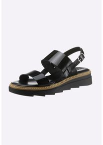 Sandale Heine "Sandale Sandale", Damen, Gr. 38, schwarz, Rindsleder, Modisch, Schuhe Sandale