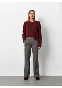 Palazzohose Toni "Jenny Wide", Damen, Gr. 46K, Kurzgr&ouml;&szlig;en, grau (dunkelgrau 086), Jersey, , Klassisch, slim fit normal, Hosen Palazzohose, in melierter Optik