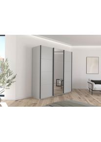 Kleiderschrank OTTO HOME "Schrank Garderobe Ankleide Schlafzimmerschrank Mietswohnung AGORDO", grau (seidengrau, griffleisten graumetallic), B:203cm H:210cm T:62cm, Holzwerkstoff, Schr&auml;nke, Kleiderschrank, Seidengrau mit Spiegel, Top Innenausstattung MADE IN GERMANY