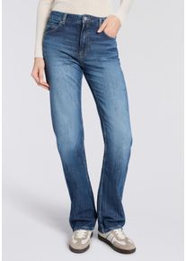 Straight-Jeans BOSS Orange "ADA HR 13.0 Premium Damenmode", Damen, Gr. 30, L&auml;nge 34, dunkelblau 402, Denim/Jeans, Obermaterial: 100% Baumwolle, unifarben, straight fit lang, Jeans Straight-Jeans, High Rise, locker geschnitten