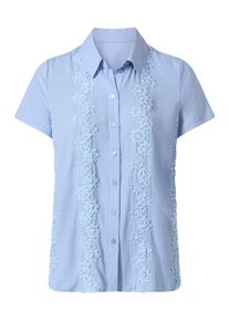 Hemdbluse WITT "Bluse Kurzarm-Bluse mit Bl&uuml;ten-Stickerei", Damen, Gr. 44, bleu, Modisch, Blusen Hemdbluse