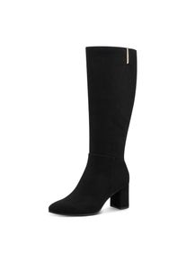 Stiefel MARCO TOZZI by GMK, Damen, Gr. 42, Textil, schwarz, Schuhe Stiefel, Blockabsatz, Langschaftstiefel mit edlem Logo-Schmuckelement