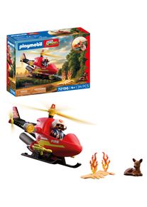 Konstruktions-Spielset Playmobil "Feuerwehr-Helikopter (72196), City Action", rot (bunt), Spielbausteine, Kinder, Kunststoff, Konstruktions-Spielset, Made in Europe
