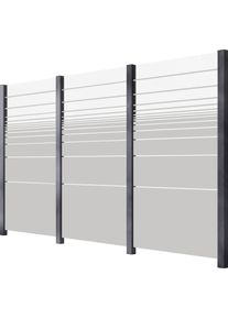 Zaun STAKET PRO, grau, Pfosten: 4 Stk., Aluminium, Glas, Zaunelemente, Zaun, Glaszaun, Gesamtl&auml;nge: 3,284 m, 4 Pfosten