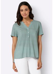 Schlupfbluse WITT "Bluse Schlupfbluse im Minimaldessin, aus Viskose", Damen, Gr. 4, kalkmint, graphit, bedruckt, Web, Stoff, , Modisch, Rundhals, Blusen Schlupfbluse