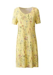 Shirtkleid WITT "Jersey-Kleid Jerseykleid mit Bl&uuml;mchen-Druck", Damen, Gr. 2, Kurzgr&ouml;&szlig;en, gelb (zitrone, bedruckt), Modisch, Rundhals, Kleider Shirtkleid, mit Blumenmuster